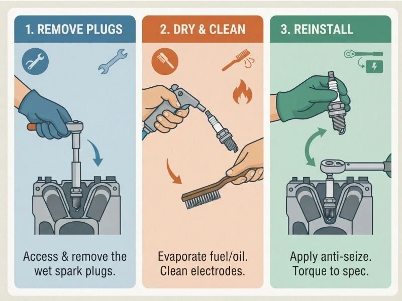 How to Fix Wet Spark Plugs