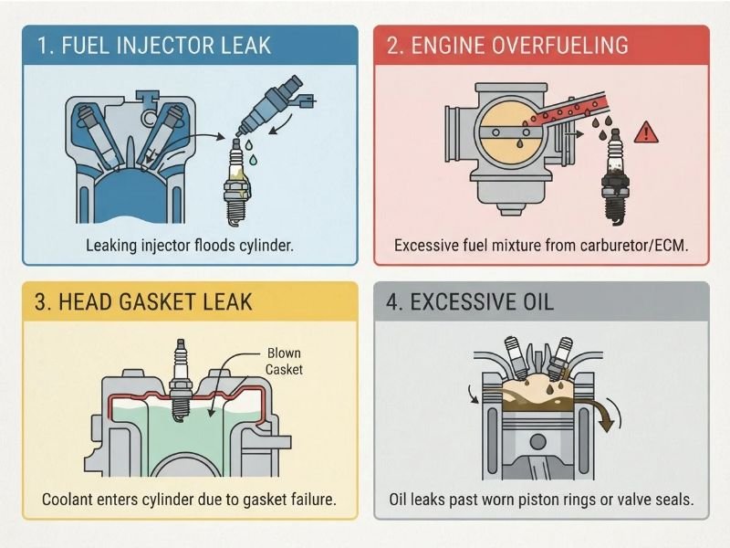 What Causes Spark Plugs to Become Wet?