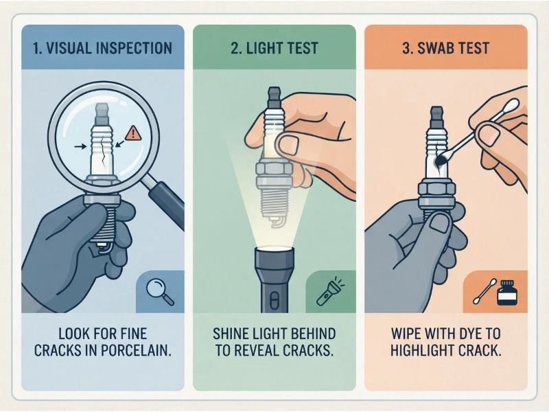 How to Confirm a Cracked Spark Plug