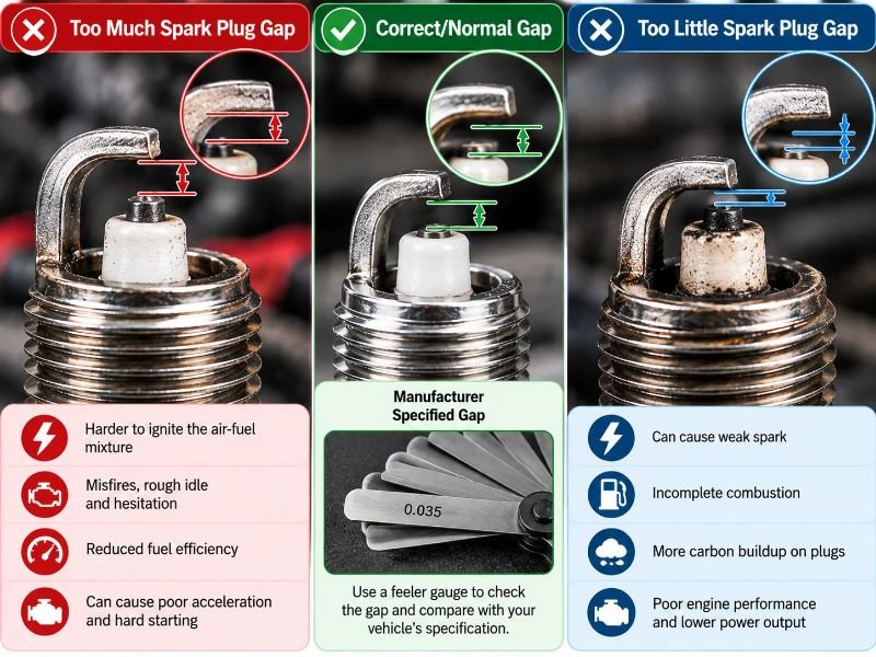 Too Much Spark Plug Gap vs. Too Little Gap